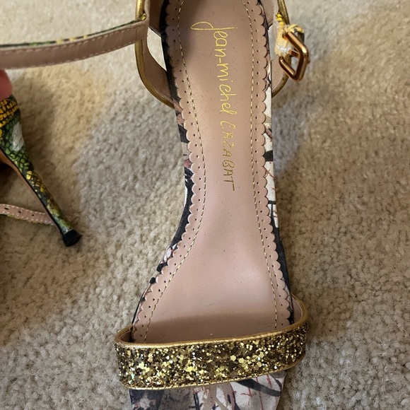 Jean-Michel Casabat strappy heel snake glitter gold ankle strap 38.5 - Picture 4 of 4